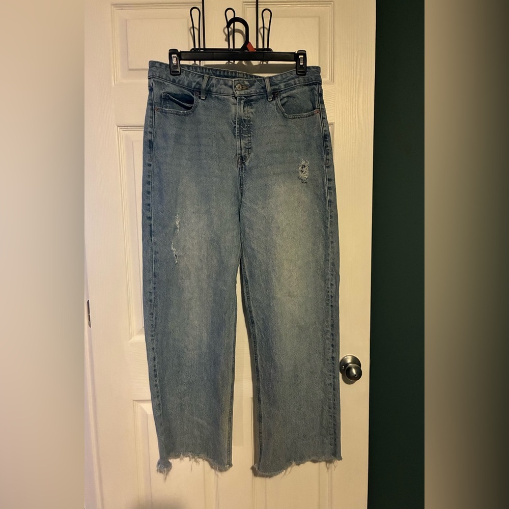 Old Navy Distressed Light Blue Straight-Leg Jeans